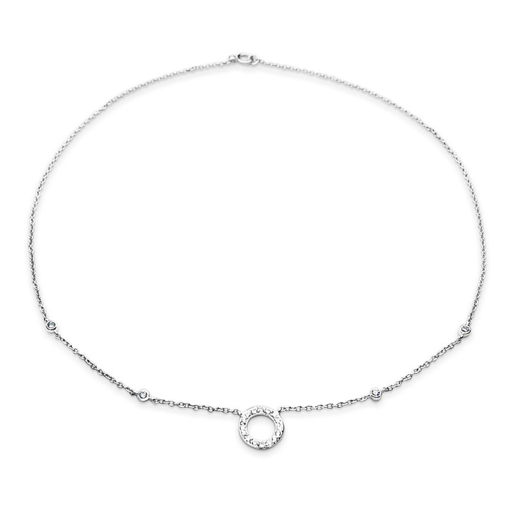 NCZ01 ( Necklace With Cubic Zirconia In 18K White Gold Plated On Silver Necklace. 42cm Long . )