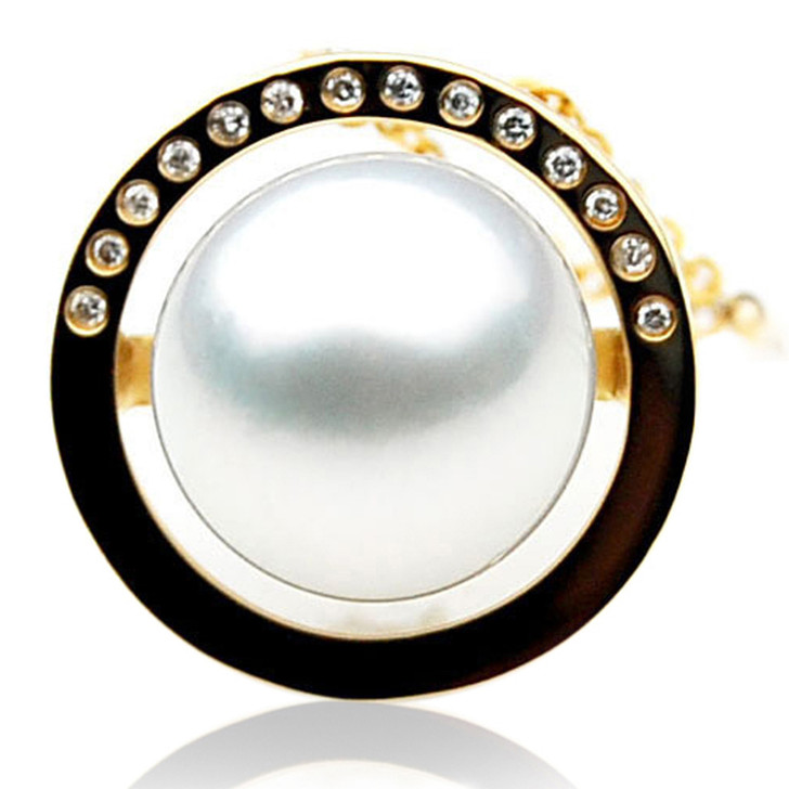 SP072 (AAA 13mm Australian South Sea pearl Pendant  Diamonds 18k Gold )