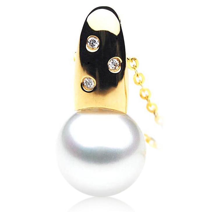 SP084 (AAA 13mm Australian South Sea pearl Pendant  Diamonds 18k Gold )