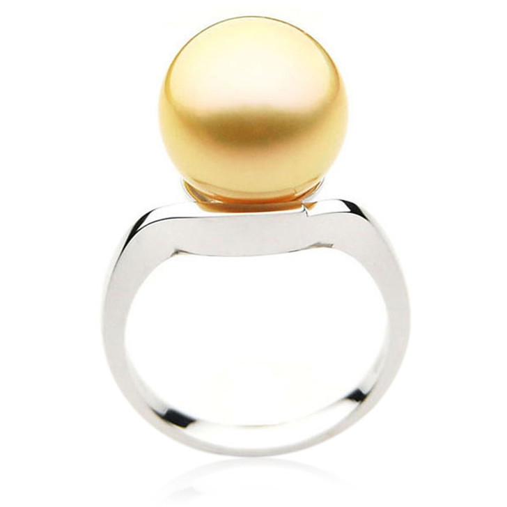 GR031 (AAA 13mm Australian Golden  South Sea Pearl Ring In 18k White Gold)