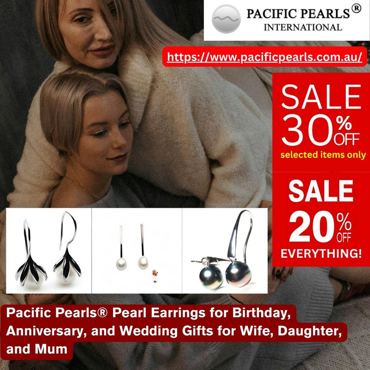 Pacific Pearls® Pearl Earrings for Birthday, Anniversary, and Wedding Gifts for Wife, Daughter, and Mum