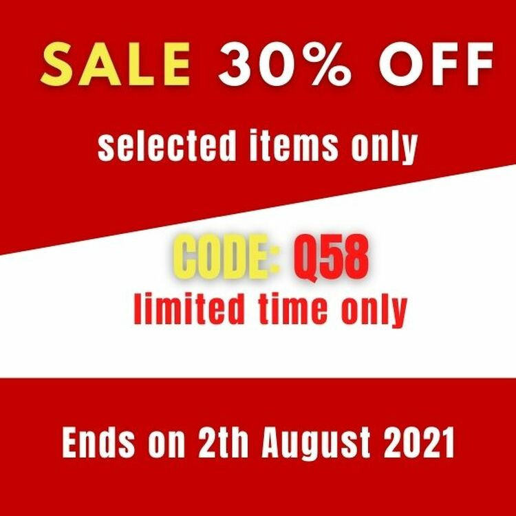 30% off - select items only Code: Q58 ( limited time only) Ends On 2th August 2021 