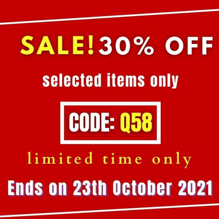 30% off - select items only Code: Q58 ( limited time only) Ends On 3th Oct 2021 