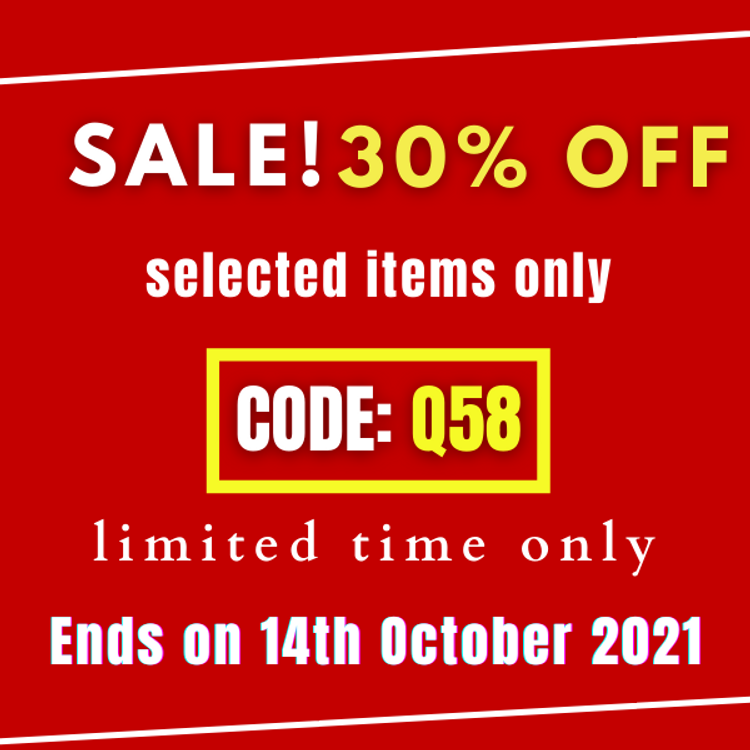 30% off - select items only Code: Q58 ( limited time only) Ends On 14th Oct 2021 