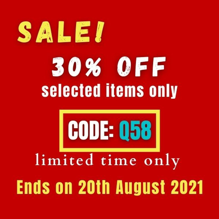 30% off - select items only Code: Q58 ( limited time only) Ends On 20th August 2021