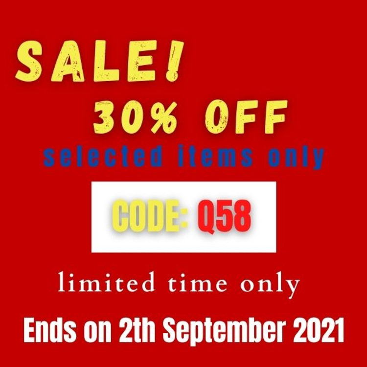 30% off - select items only Code: Q58 ( limited time only) Ends On 31th August 2021