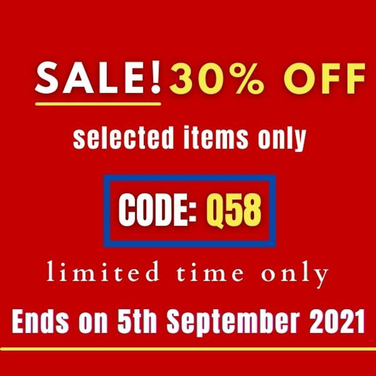 30% off - select items only Code: Q58 ( limited time only) Ends On 5th Sept 2021
