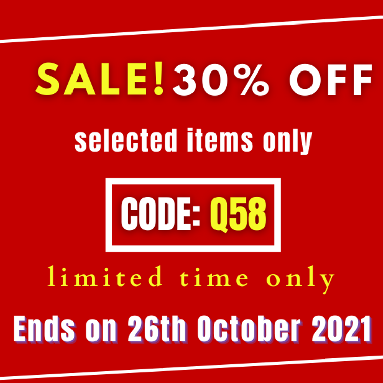 30% off - select items only Code: Q58 ( limited time only) Ends On 18th Oct 2021 