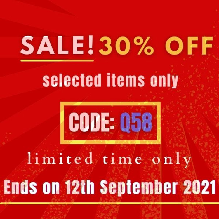 30% off - select items only Code: Q58 ( limited time only) Ends On 12th Sept 2021 