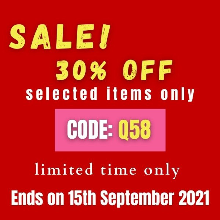 30% off - select items only Code: Q58 ( limited time only) Ends On 15th Sept 2021 
