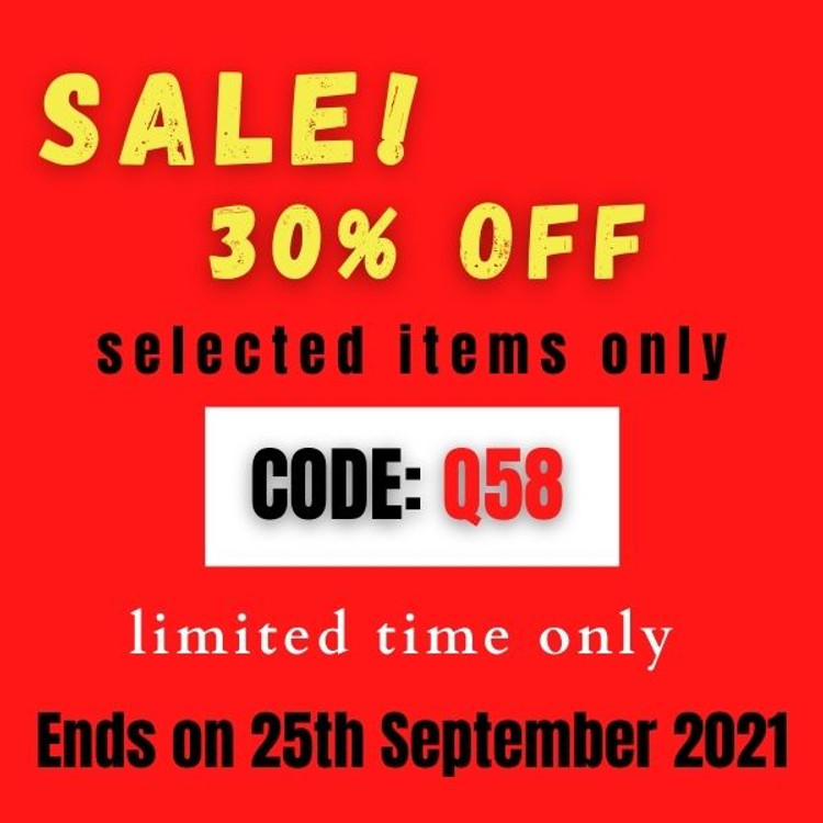30% off - select items only Code: Q58 ( limited time only) Ends On 25th Sept 2021 