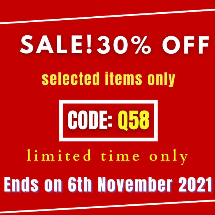30% off - select items only Code: Q58 ( limited time only) Ends On 6th Nov 2021 