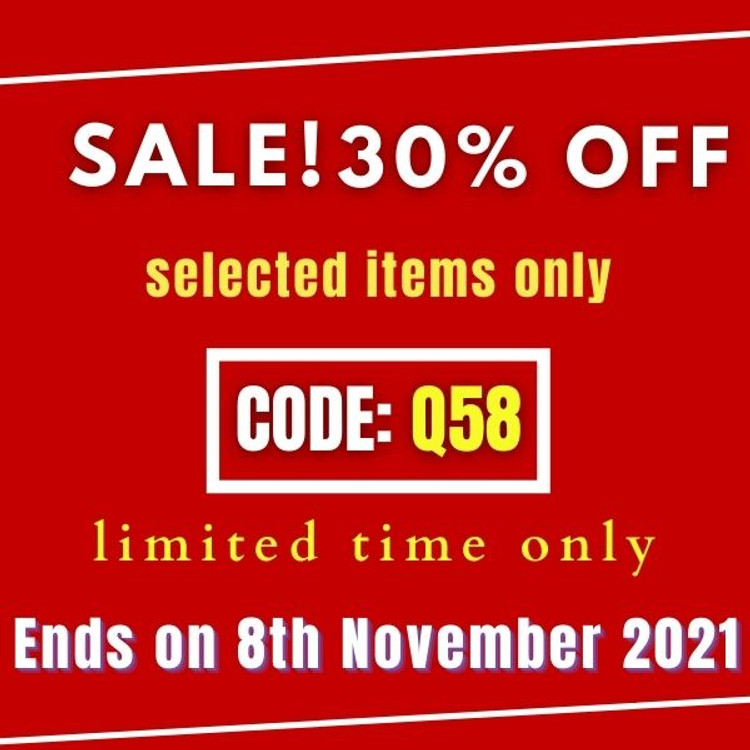 30% off - select items only Code: Q58 ( limited time only) Ends On 8th Nov 2021 