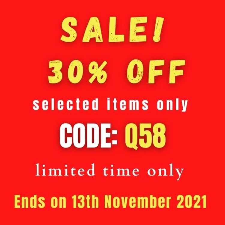 30% off - select items only Code: Q58 ( limited time only) Ends On 13th Nov 2021 