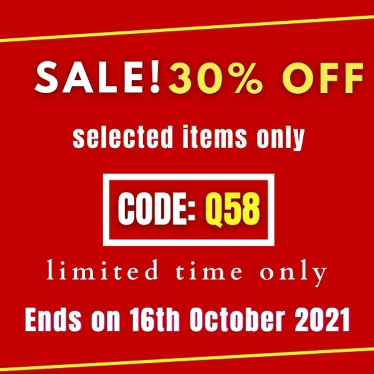 30% off - select items only Code: Q58 ( limited time only) Ends On 1st Oct 2021 