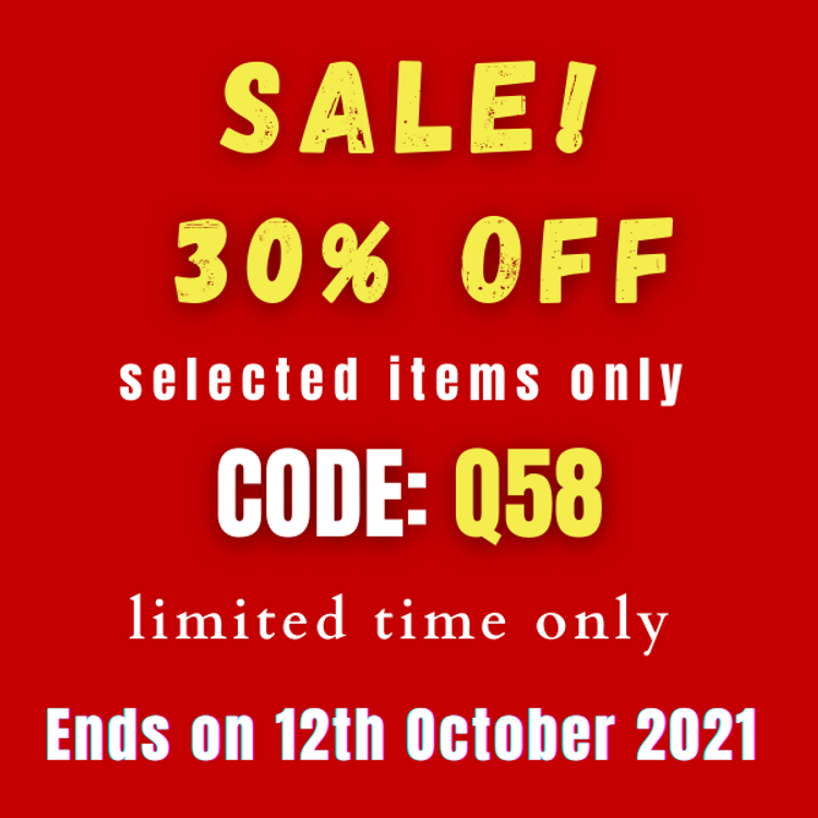 30% off - select items only Code: Q58 ( limited time only) Ends On 12th Oct 2021 