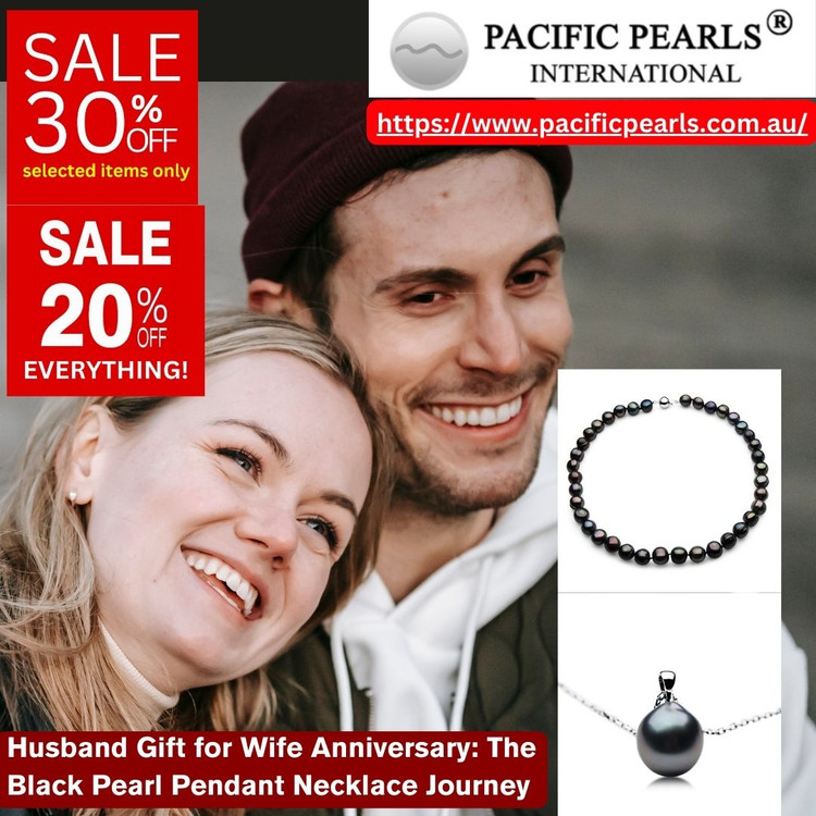 Husband Gift for Wife -  Black Pearl Pendant Necklace