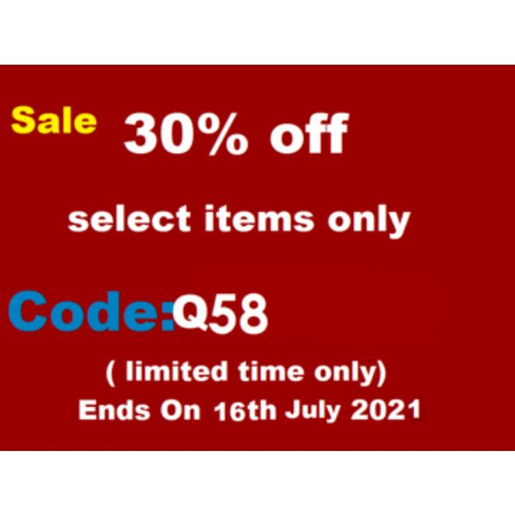 30% off - select items only Code: Q58 ( limited time only) Ends On 16th July 2021 