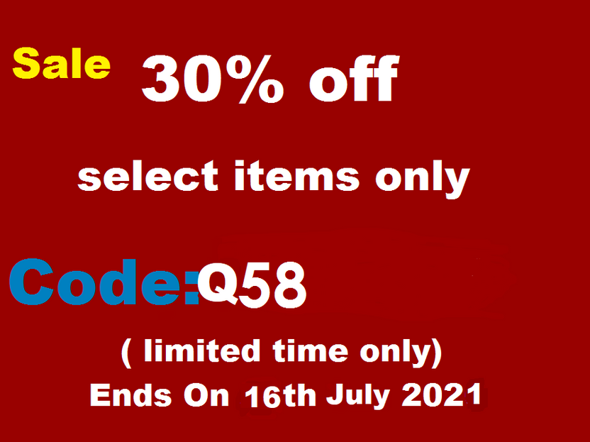 30% off - select items only Code: Q58 ( limited time only) Ends On 16th July 2021 