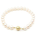 AB025-1 (AAA 8.5-9mm Japanese Akoya Saltwater Pearl Bracelet yellow gold clasp )