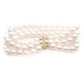 AB034-1 (AAA 8.5-9 mm Japanese Akoya Saltwater Pearl Bracelet yellow gold diamond clasp )