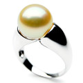 GR061 (AAA 14mm Australian Golden  South Sea Pearl Ring 18k White Gold)