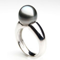 TR077 (AA+ 11mm Tahitian Grey  pearl Ring in Silver)