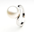 SR070 (AA 11mm Australian south sea White pearl Ring in Silver)