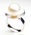 SR073 (AA 11mm Australian south sea White pearl Ring in Silver)