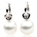 SE046a (AAA 12mm Australian South Sea Pearl Earrings 18k White Gold)