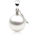 SP029 (AAA 12mm Australian South Sea pearl Pendant Diamonds 18k White Gold )