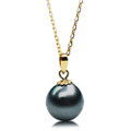 TP124 (AA+ 11.5mm Tahitian Black pearl Pendant  in 18k Gold)