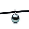 TP122 (AA+ 11.5mm Tahitian Black pearl Pendant  in 18k White Gold)