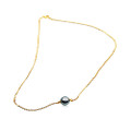 TN4 (AA+ 9 mm Silver Grey Tahitian Pearl Necklace 18k Yellow Gold Plated On Italy Silver Chain)