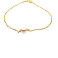 AB2 (AAA 7.5-8 mm White Japanese Akoya Saltwater Pearl bracelet 18k Yellow Gold Plated On Italy Silver Chain )