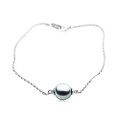 TB3 (AA+ 9mm Tahitian Black Pearl Bracelet 18k White Gold Plated on Italy Silver Chain )