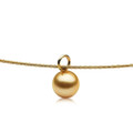 GSN4 (AA 10 mm Australian Golden South Sea Pearl Pendant Set in 18k (750) Yellow Gold Plated On Italy Silver Loop Necklace .