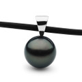 TP130 (AA 16mm Tahitian Black Pearl Pendant in Heavy 18k White Gold)