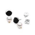 AE06P (AAA 7.5-8mm Japanese Akoya Saltwater Pearl Earrings - Round Studs Earrings in Silver with 18K White Gold Points 