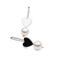 AE07P (AAA 7.5-8mm Japanese Akoya Saltwater Pearl Earrings - Hearts Earrings Hooks in Silver with 18K Yellow Gold Points 