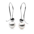 AE076 ( AAA 8 mm White Japanese Akoya Saltwater Pearl Earrings  In 18K White Gold )