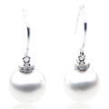 SE015-2 ( AAA 9.8-10 mm Australian South Sea Pearl Earrings Diamonds in 18k White Gold)