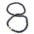 FN02 ( Large Size 9-10 mm AA Quality Black Freshwater Cultured Pearl Necklace )