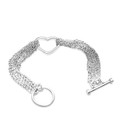 BCZ01 ( 8 Strands Heart Toggle Bracelet 18K White Gold Plated On Silver Bracelets. 18.5cm Long . )