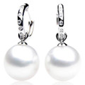 SE021  (AAA 11mm Australian South Sea Pearl Earrings Diamonds in 18k White Gold)