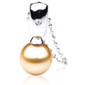 GP071 (AAA 13mm Australian Golden South Sea Pearl Pendant In Heavy 18k White Gold And Diamonds )