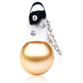 GP073 (AAA 13mm Australian Golden South Sea Pearl Pendant In Heavy 18k White Gold And Diamonds )