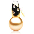 GP074 (AAA 13mm Australian Golden South Sea Pearl Pendant In Heavy 18k White Gold And Diamonds ) 