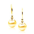 GES04 (AAA 10mm Australian Golden South Sea Pearl Earrings Yellow Gold)