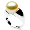 GR044 (AAA 13mm Australian Golden  South Sea Pearl Ring 18k White Gold)